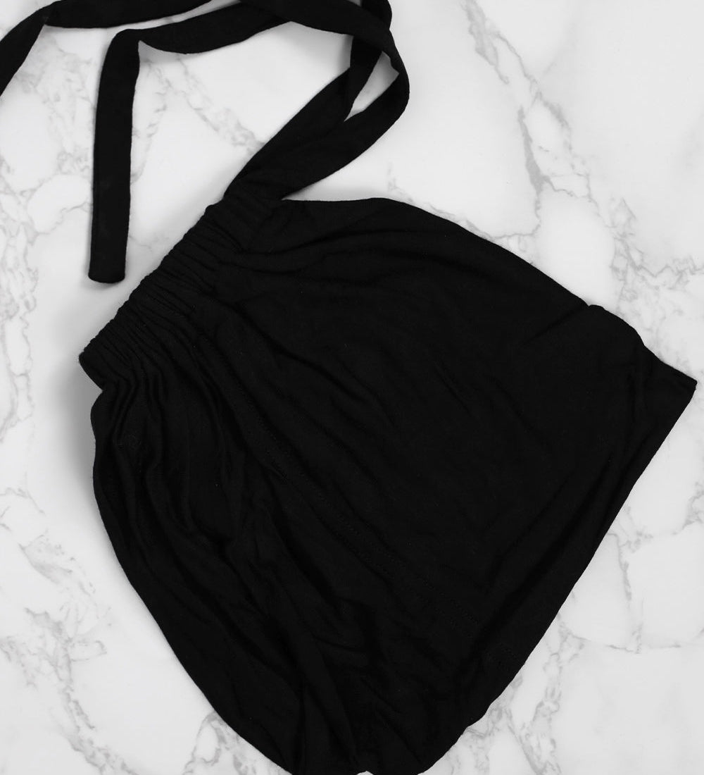 Midnight-Black Bindebonnet Jersey Untertuch -