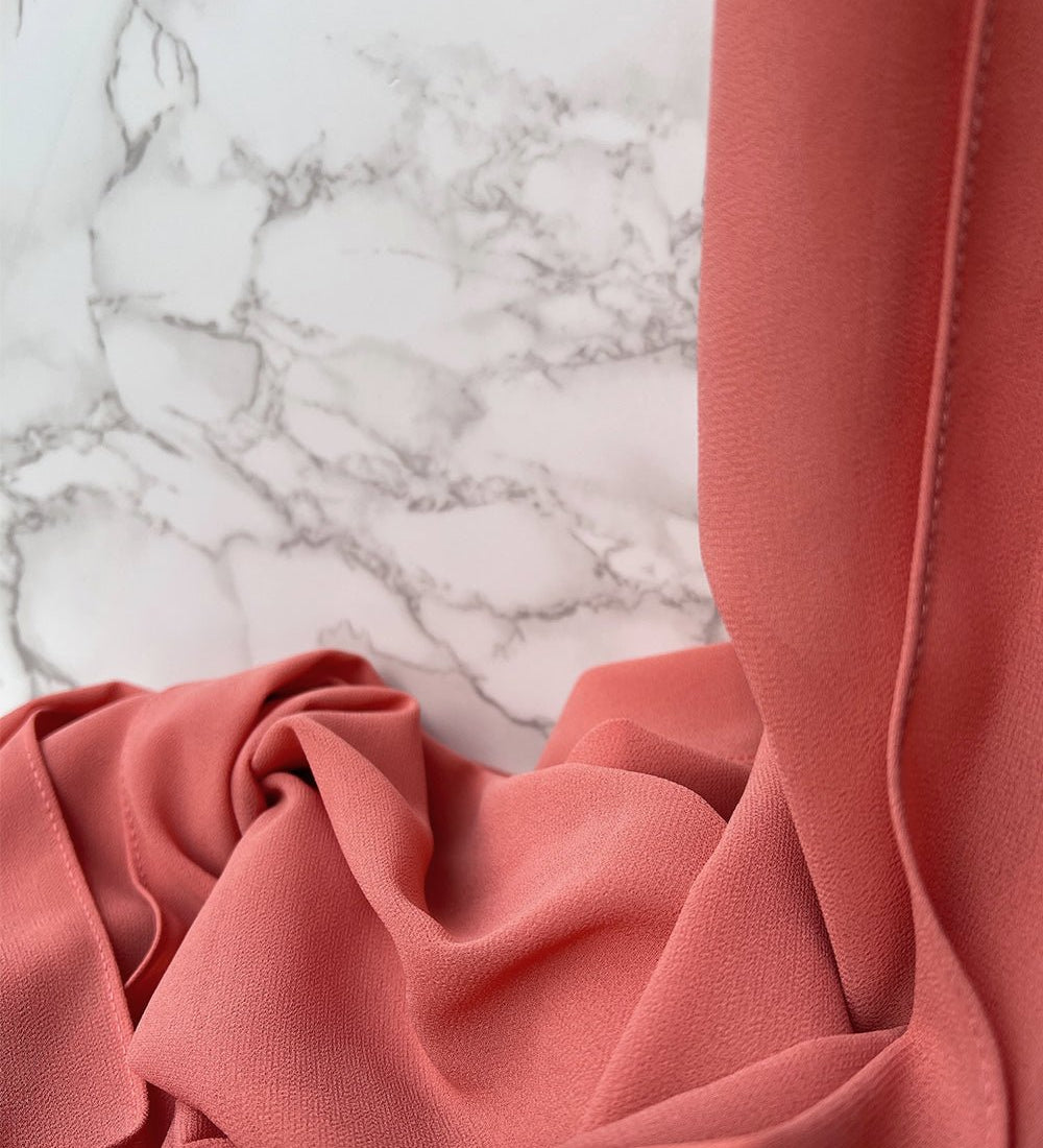 Pastel Red Chiffon Hijab - Chiffon